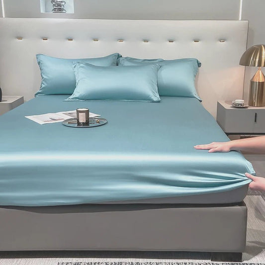 Drap - housse en soie de mûrier couleur pure 90x190 cm – bonnet 25 cm en