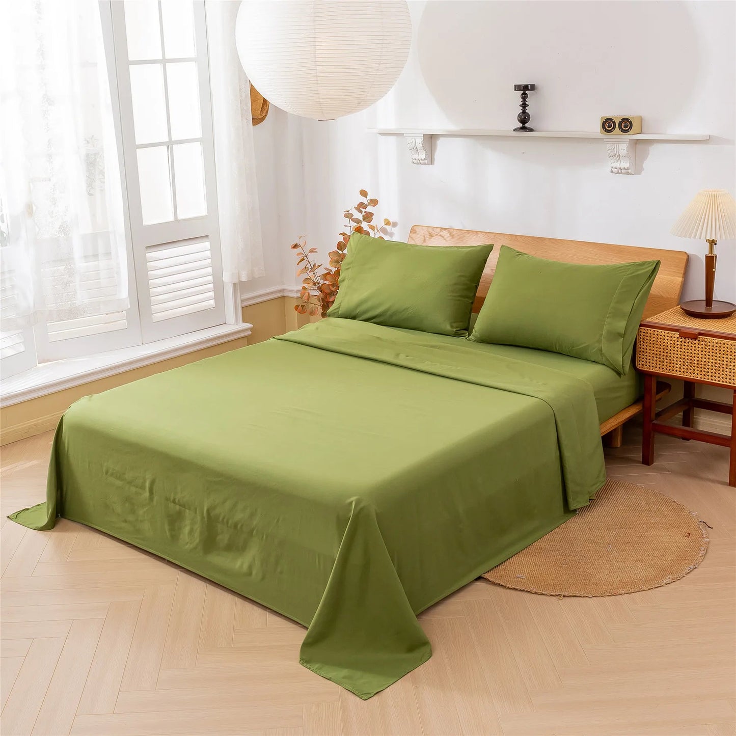 Ensemble de draps brossés unis 140x200 cm – 4 pièces en