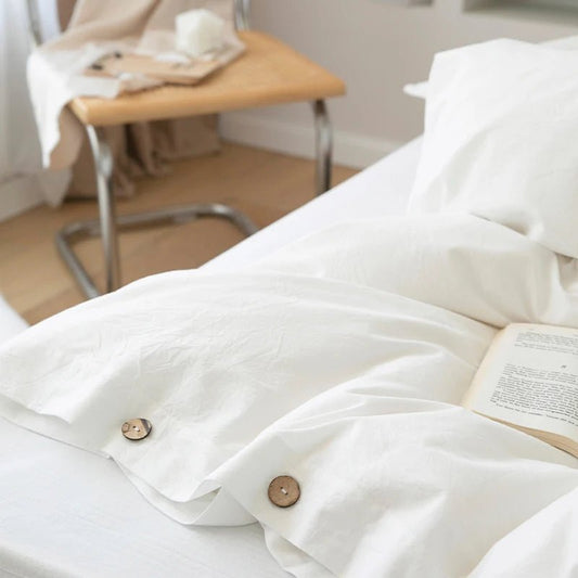 Ensemble de literie en coton uni 180x210cm – parure 3 pièces en