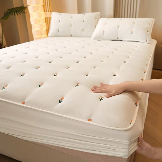 Housse de matelas matelassée en coton 90x190x30 cm en