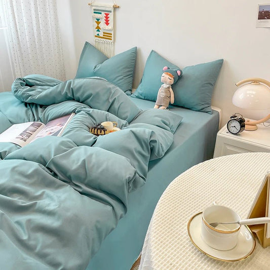 Parure de lit 3 pièces en duvet de couleur unie 180x220cm en