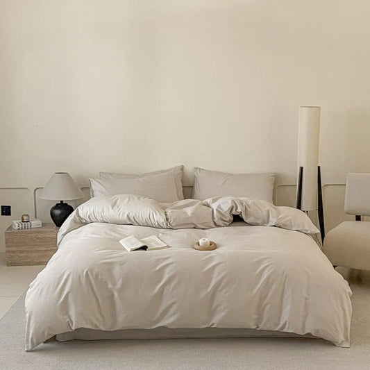 Parure de lit unie en coton 100 % – 180x200 cm (3 pièces) en