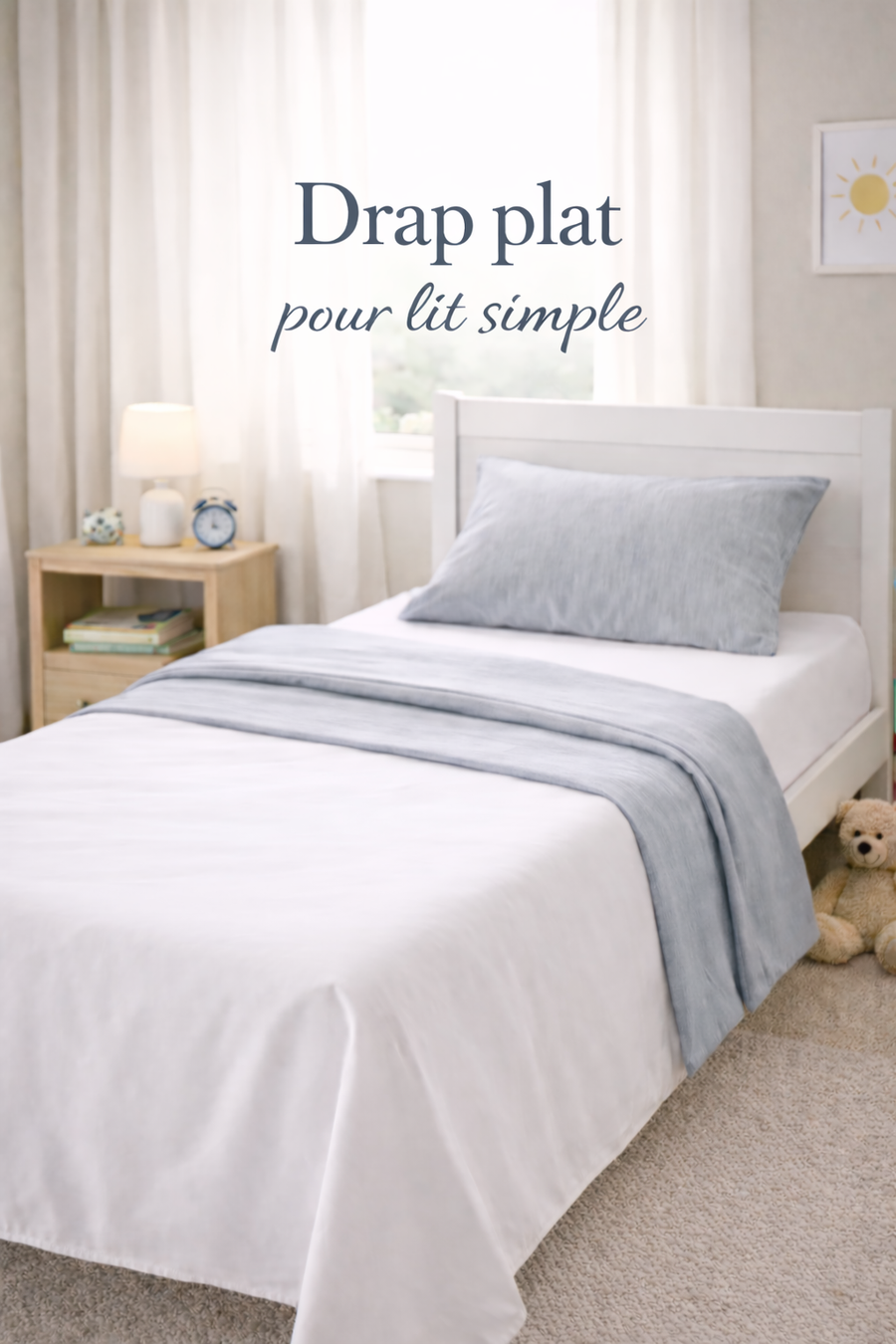 Draps plats pour lit simple