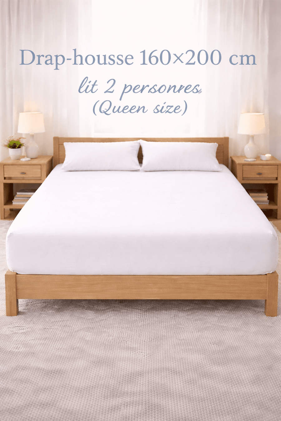 Drap-housse 160×200 cm - lit 2 personnes (Queen size)