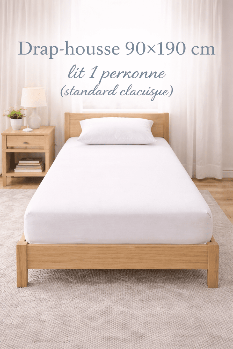 Drap-housse 90×190 cm - lit 1  personne (standard classique)
