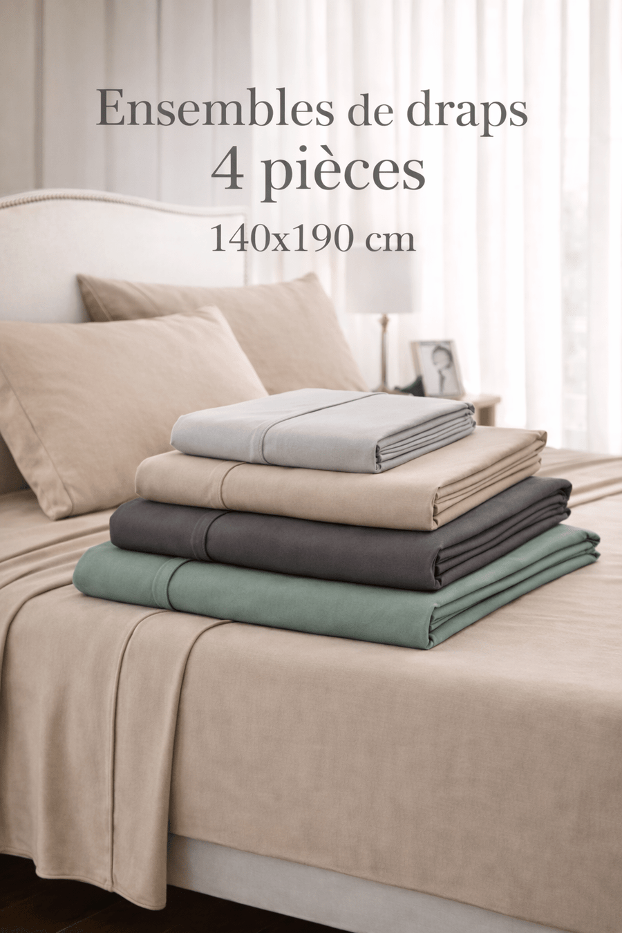 Ensembles de draps 4 pièces – 140x190 cm