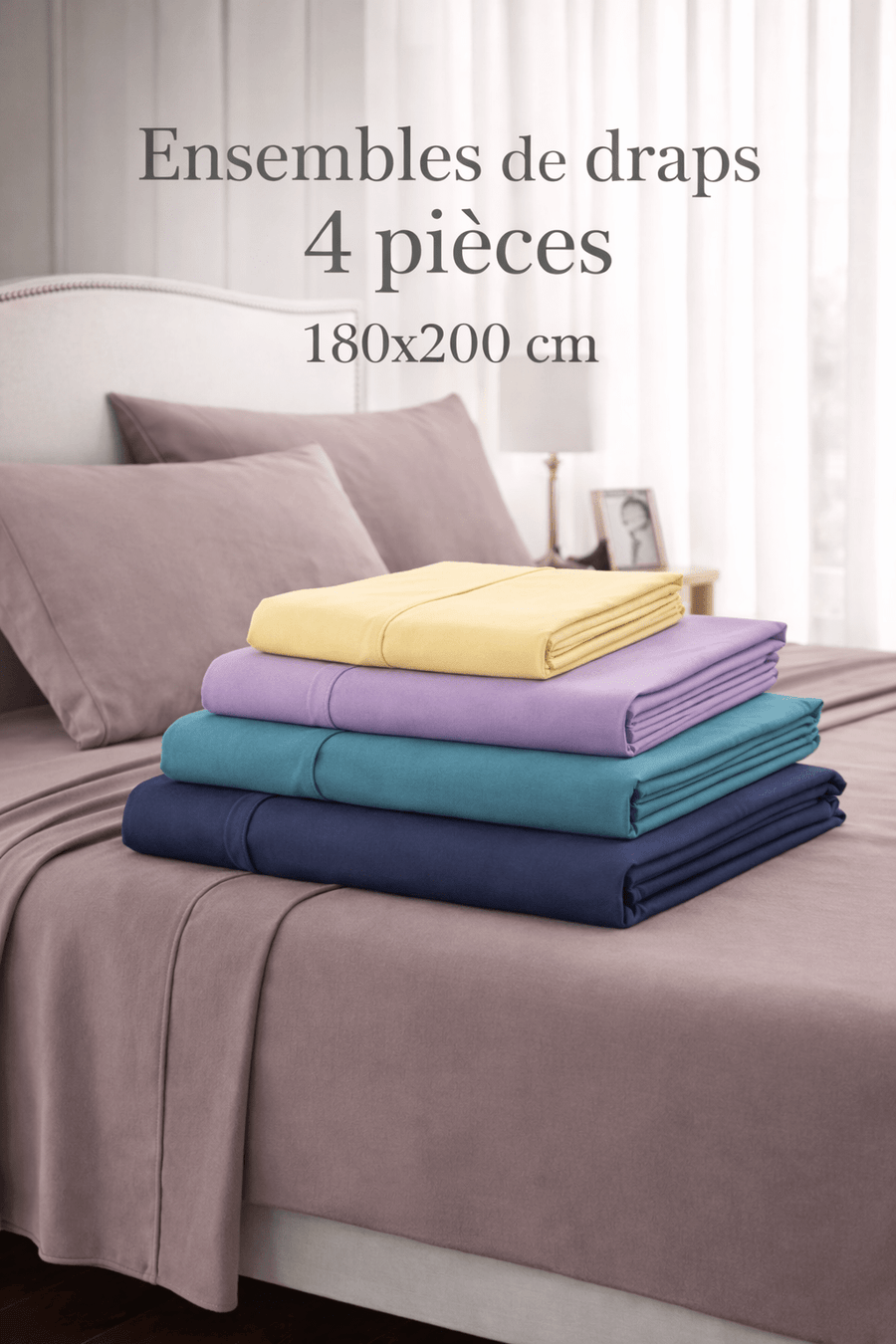 Ensembles de draps 4 pièces – 180x200 cm