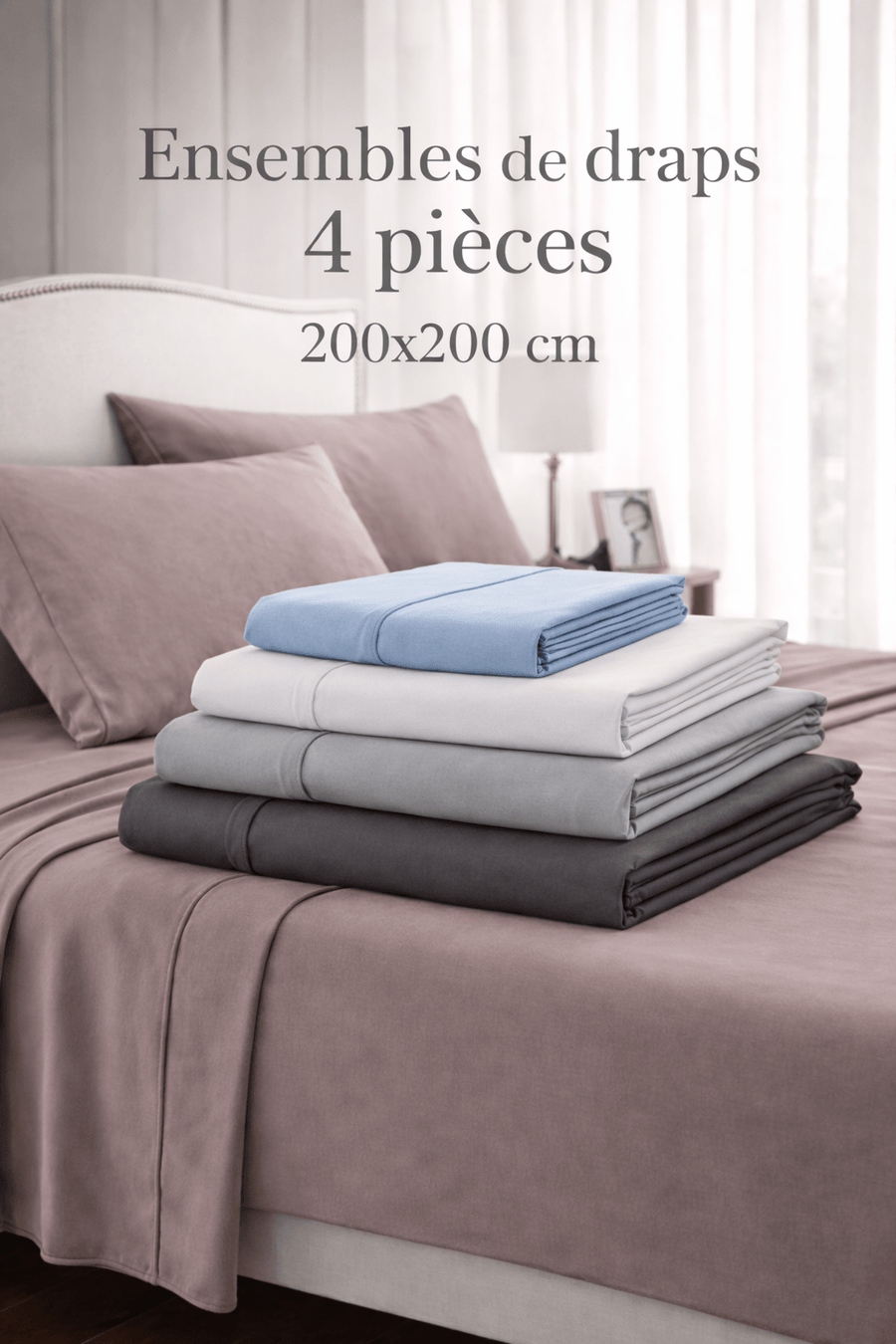 Ensembles de draps 4 pièces – 200x200 cm