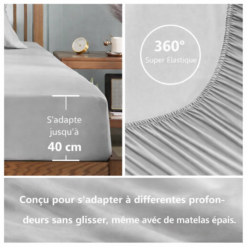 Drap-housse extensible avec bonnet 40 cm
