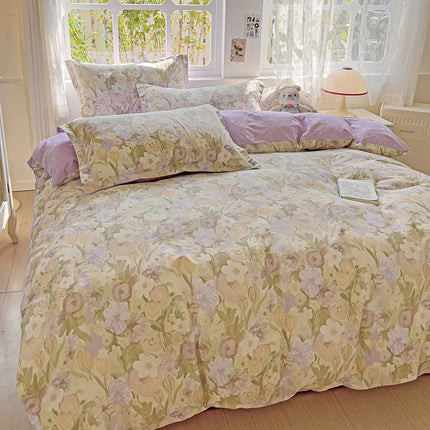 Parure de lit en coton 100 %, motif floral – 200x200 cm