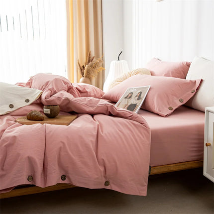 Ensemble de literie en coton uni 200x200cm – parure 3 pièces