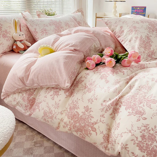Parure de lit en coton 100 %, motif floral – 200x200 cm