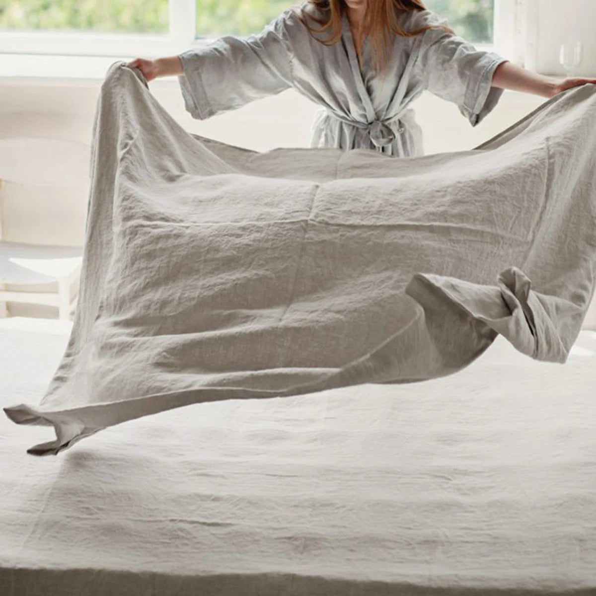 Drap de lit en lin pur 100% - 248x248 cm en