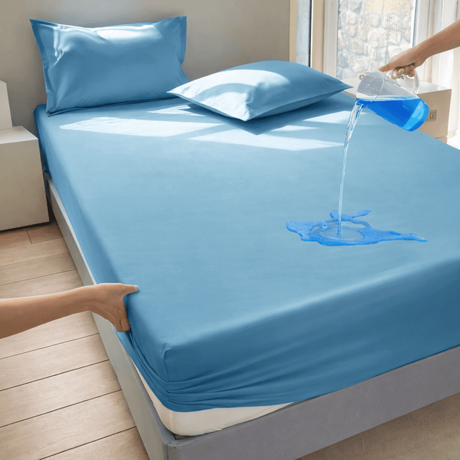 Drap - housse élastique couleur unie 200x200x30 cm en