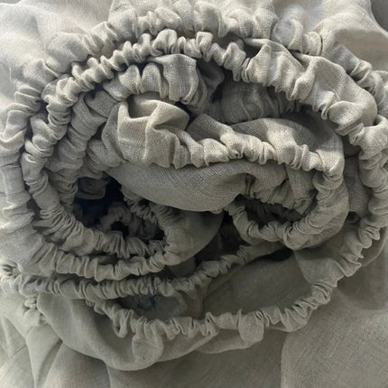 Drap - housse en lin + 2 taies d'oreiller - 160x200x35 cm en