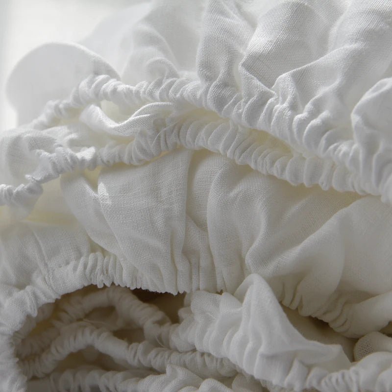 Drap - housse en lin + 2 taies d'oreiller - 180x200x35 cm en