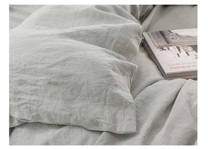 Drap - housse en lin + 2 taies d'oreiller - 180x200x35 cm en