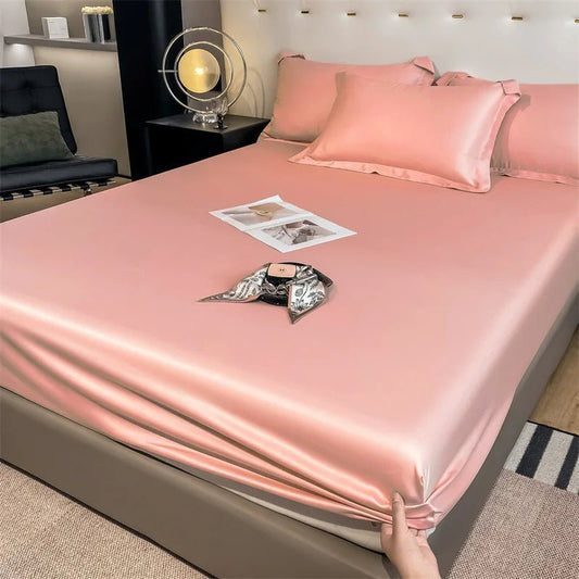 Drap - housse en soie de mûrier couleur pure 90x190 cm – bonnet 25 cm en