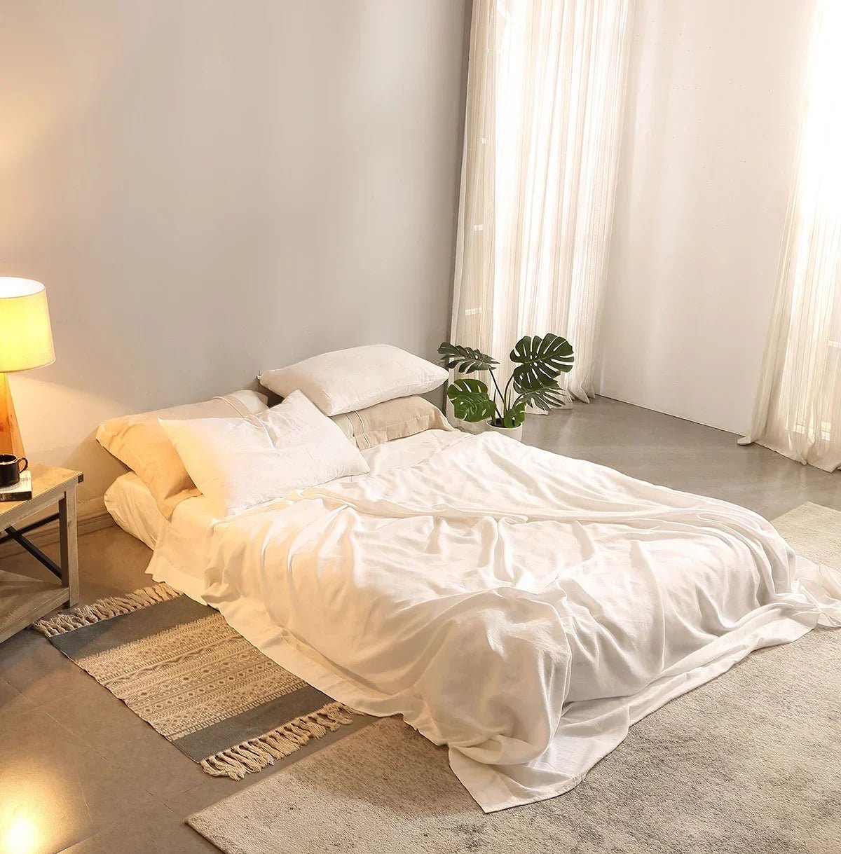 Ensemble de draps 4 pièces 100% lin - 140x190x35cm en