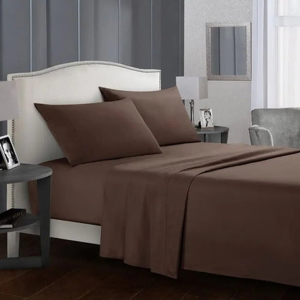 Ensemble de draps brossés unis 140x200 cm – 4 pièces en