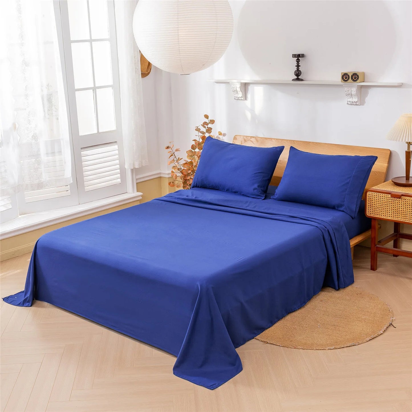 Ensemble de draps brossés unis 140x200 cm – 4 pièces en