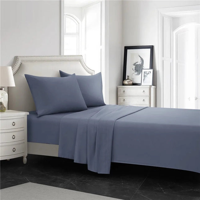 Ensemble de draps brossés unis 160x200 cm – 4 pièces en