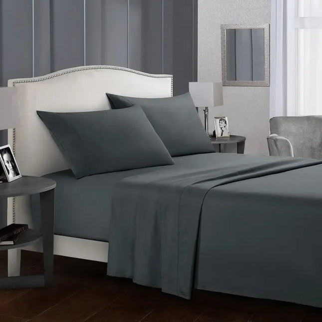 Ensemble de draps brossés unis 180x200 cm – 4 pièces en
