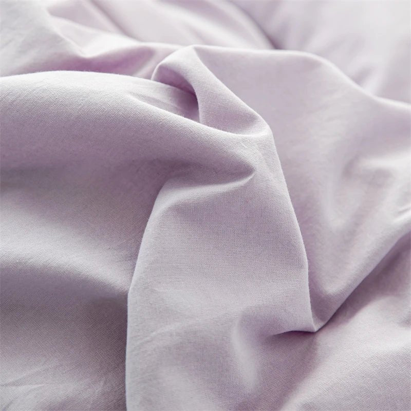 Ensemble de literie en coton uni 180x210cm – parure 3 pièces en