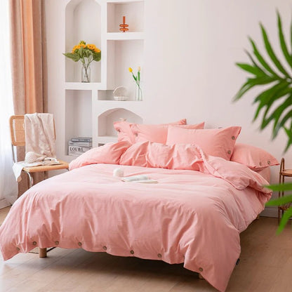 Ensemble de literie en coton uni 180x210cm – parure 3 pièces en