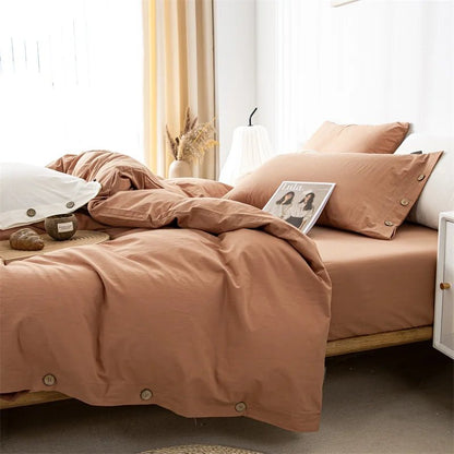 Ensemble de literie en coton uni 180x210cm – parure 3 pièces en