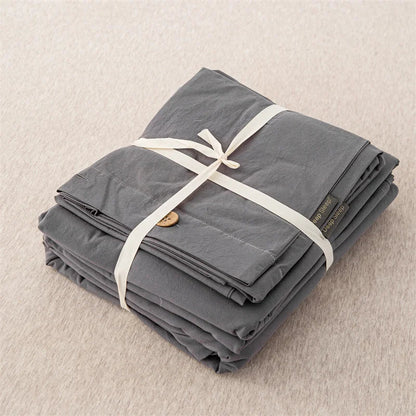 Ensemble de literie en coton uni 180x210cm – parure 3 pièces en