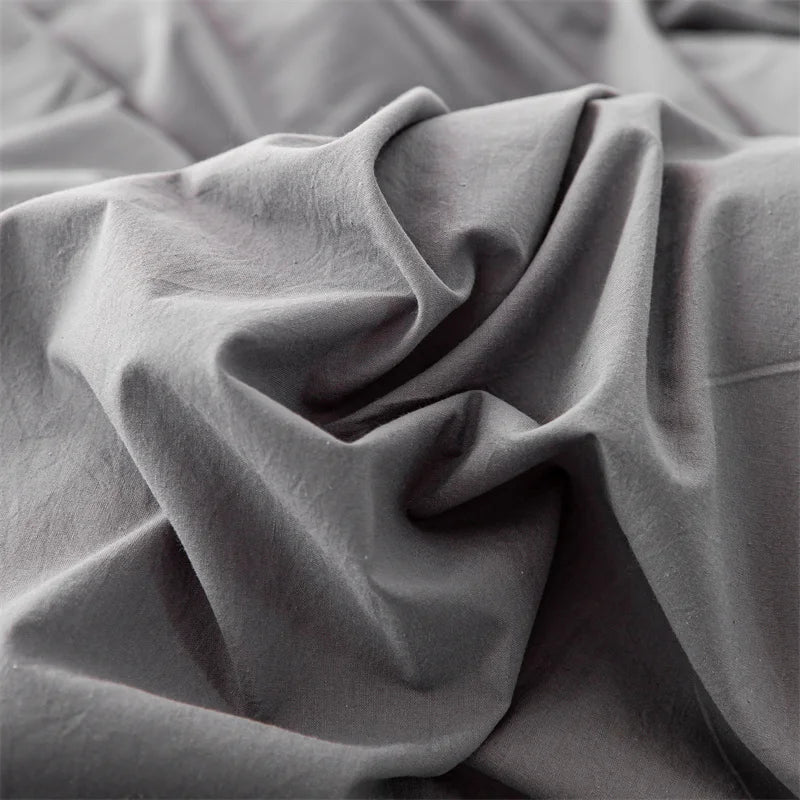 Ensemble de literie en coton uni 180x210cm – parure 3 pièces en