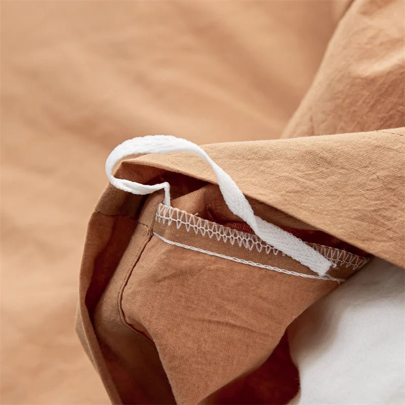 Ensemble de literie en coton uni 180x210cm – parure 3 pièces en