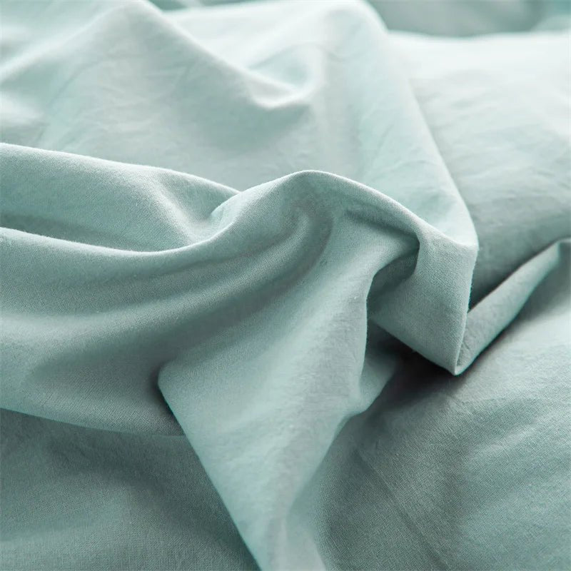 Ensemble de literie en coton uni 180x210cm – parure 3 pièces en