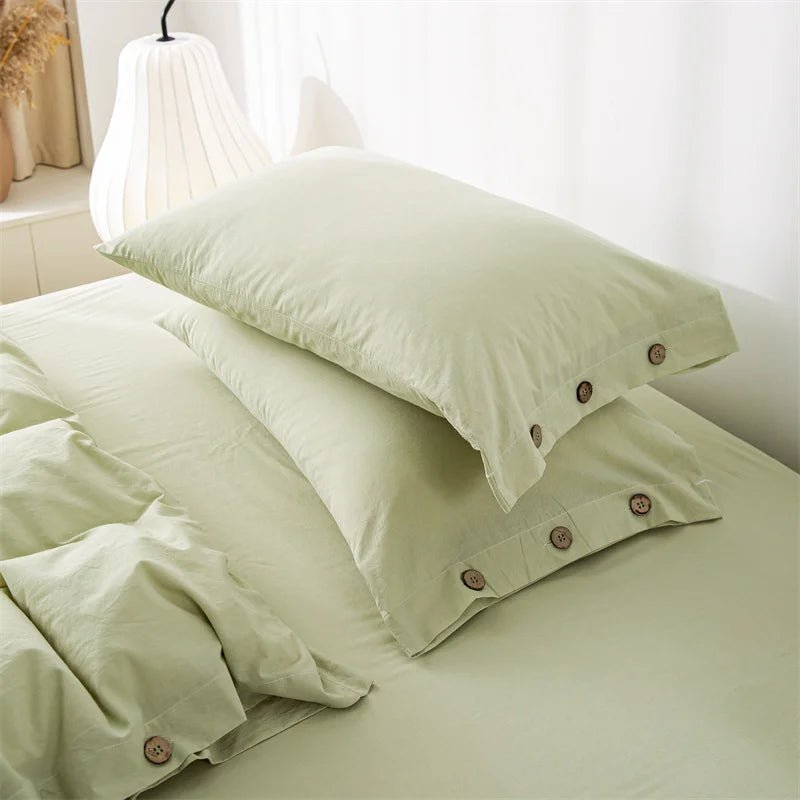 Ensemble de literie en coton uni 180x210cm – parure 3 pièces en