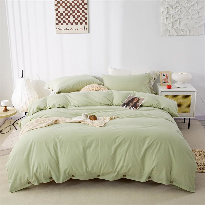 Ensemble de literie en coton uni 180x210cm – parure 3 pièces en