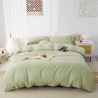 Ensemble de literie en coton uni 180x210cm – parure 3 pièces en