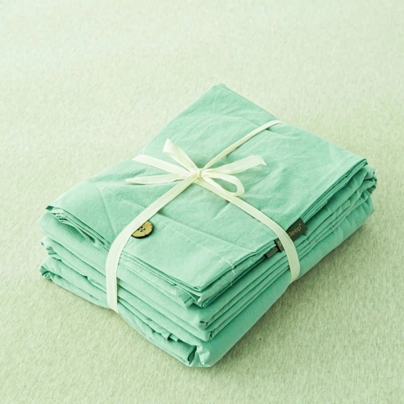 Ensemble de literie en coton uni 180x210cm – parure 3 pièces en