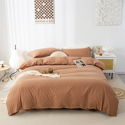 Ensemble de literie en coton uni 180x210cm – parure 3 pièces en