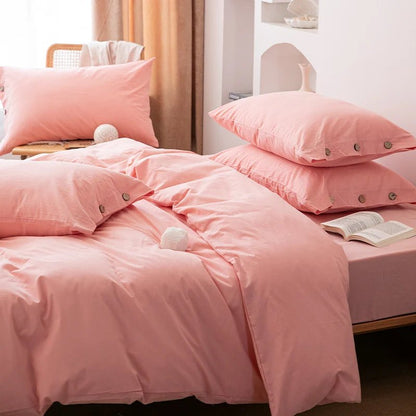 Ensemble de literie en coton uni 180x210cm – parure 3 pièces en