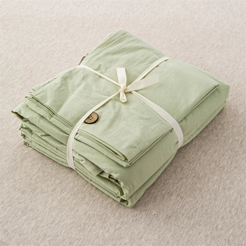 Ensemble de literie en coton uni 180x210cm – parure 3 pièces en