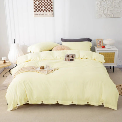 Ensemble de literie en coton uni 180x210cm – parure 3 pièces en