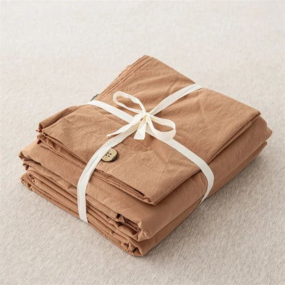 Ensemble de literie en coton uni 180x210cm – parure 3 pièces en