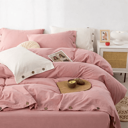 Ensemble de literie en coton uni 260x240cm – parure 3 pièces en