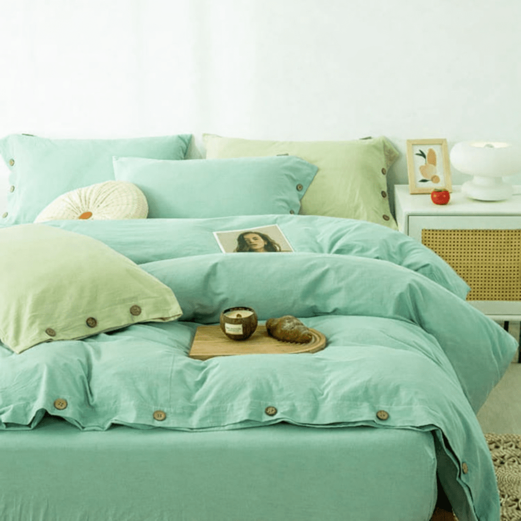 Ensemble de literie en coton uni 260x240cm – parure 3 pièces en