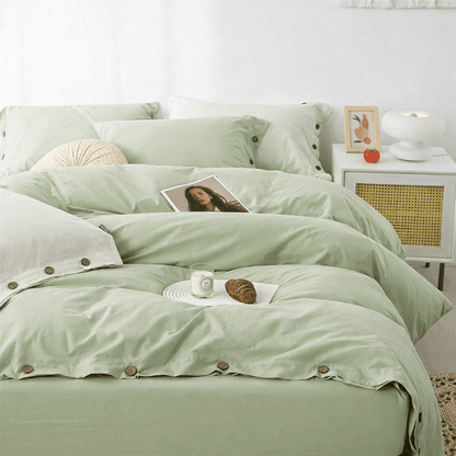 Ensemble de literie en coton uni 260x240cm – parure 3 pièces en