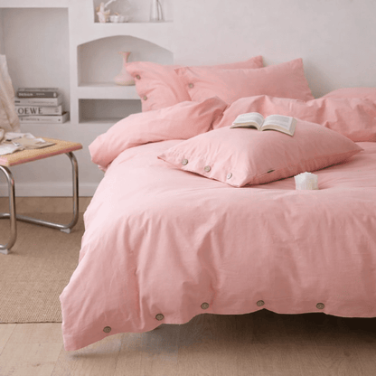 Ensemble de literie en coton uni 260x240cm – parure 3 pièces en