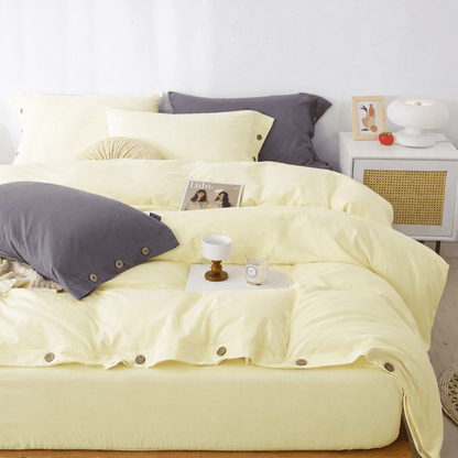 Ensemble de literie en coton uni 260x240cm – parure 3 pièces en