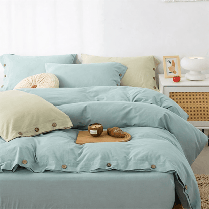 Ensemble de literie en coton uni 260x240cm – parure 3 pièces en