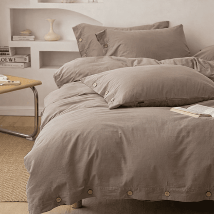 Ensemble de literie en coton uni 260x240cm – parure 3 pièces en